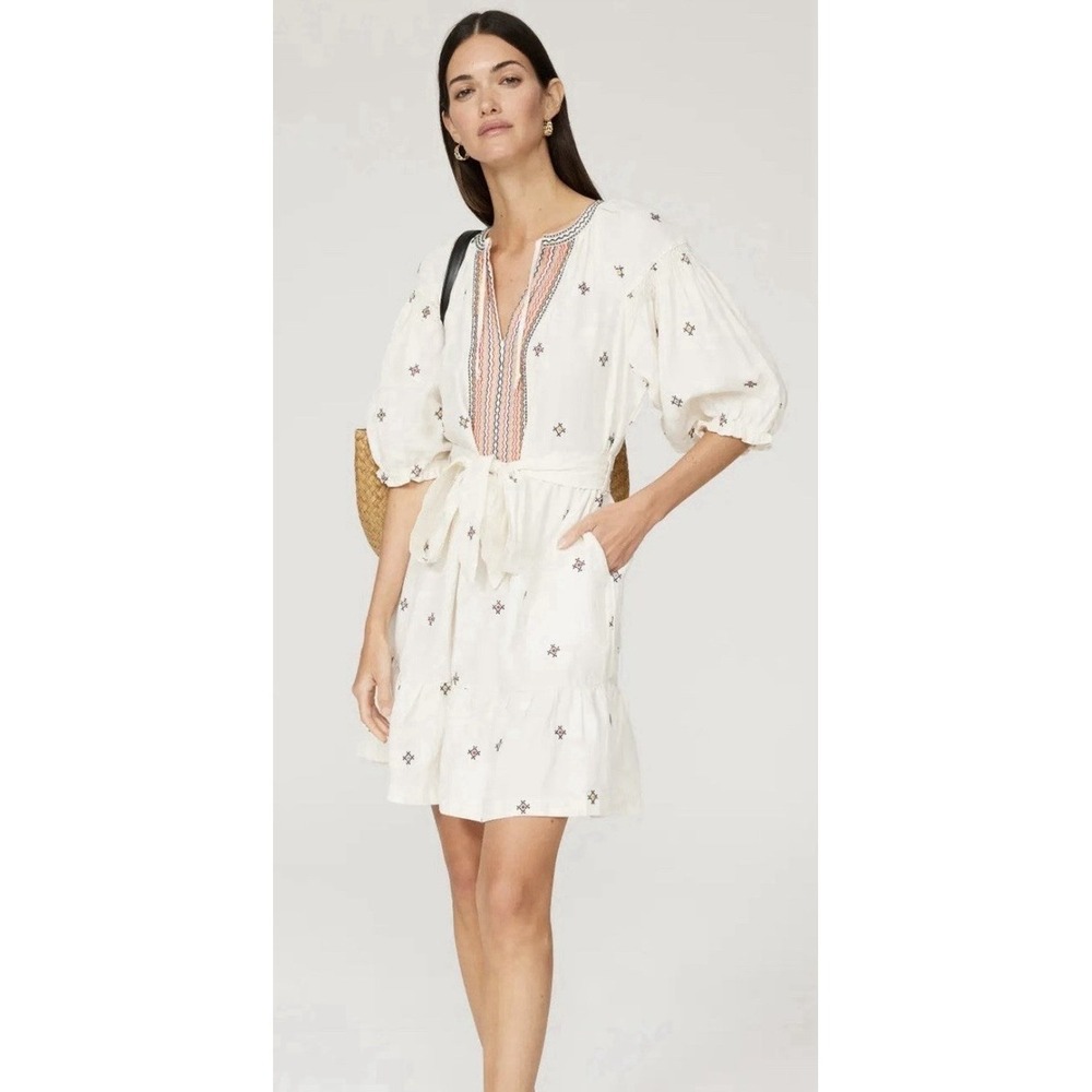 Marine Layer Archive Peyton Mini Dress White Embroidered Size Small Women's
